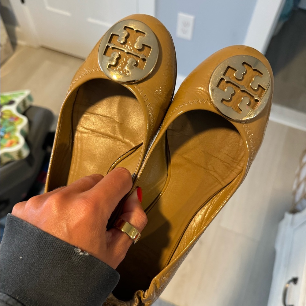 Tory Burch Tan Patent Leather Flats